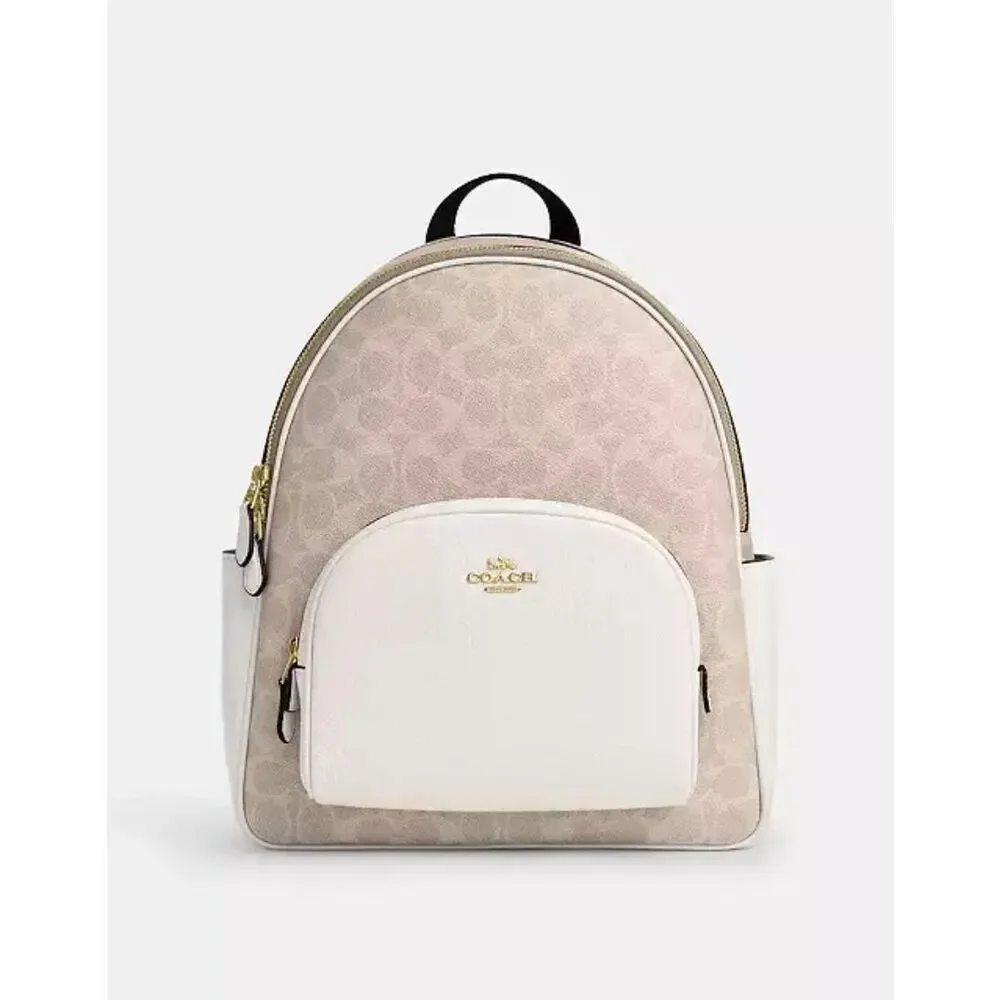 🔥🎁NWT! Coach Court Backpack in Signature Canvas Sand/Chalk CZ176 Msrp:$450.00
